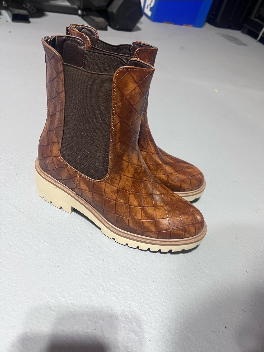 Brown Quilted Chelsea Ankle Boots - Women